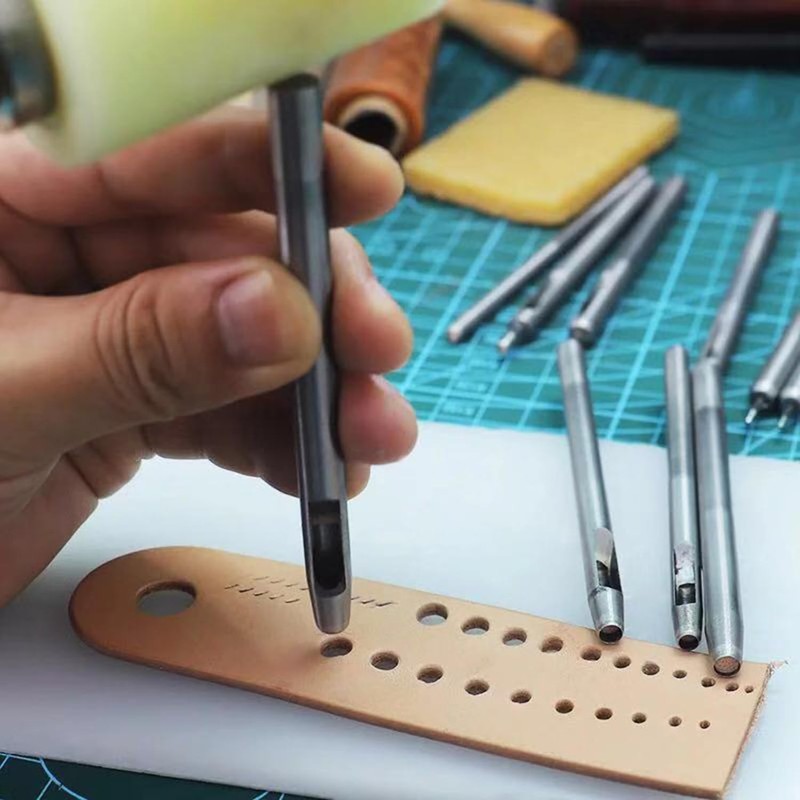 YQkangzhu 10 PCS 0.5mm-5mm Leather Hole Punch Set, Belt Hole