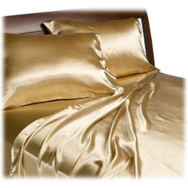 Royal Opulence Divatex Home Fashions Satin Queen Sheet Set, 3 pcs, Gold