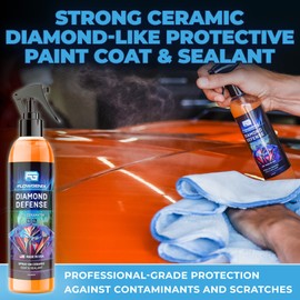 Flowgenix Ceramic Coating For Cars and Motorcycles Spray (8oz) - SiO2 Ceramic Wax & UV Protective Shield Detailing - Auto Wax Hydrophobic Detail Spray - Incl. 2 Microfiber Towels