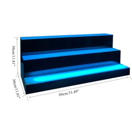 YILIKISS 31 Inch 3 Step LED Lighted Liquor Bottle Display Illuminated Bottle Shelf Home Commercial Bar Shelf Light Changing Shelves with Remote Control,Multiple Colors LED Bar Shelves for Liquor