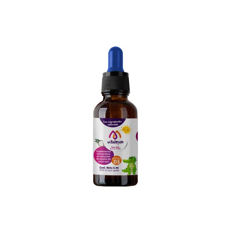 VITALKIDS Vitamina D3 VITALMIN, 180 gotas, 6 ml. Suplemento alimenticio