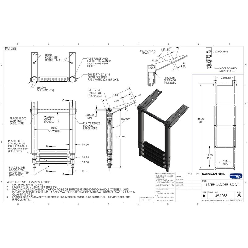 Garelick Marine Boat Telescoping Ladder 19620-28 | 4 Step 42