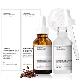 Face Serum Skin Care Set, Niacinamide 10% + Zinc 1% Serum, Caffeine Solution 5% + EGCG, Niacinamide Serum, Eye Serum Against Wrinkles and Dark Circles, Gentle and Effective, 30 ml (Pack of 2)