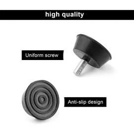 GEBAUM Set of 4 Adjustable Furniture Feet Machine Feet Rubber Feet M6 x 16 mm Black Rubber Diameter 25 x 32 mm for Furniture, Appliances and Small Appliances