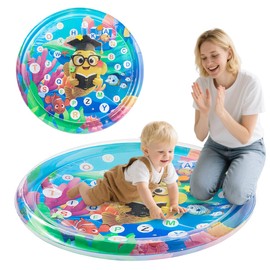 Premium Baby Water Mat - 105 cm Large Inflatable Play Mat for Sensory & Motor Skills, Tummy Time Activity with Alphabet, Safe for Babies & Pets (Dogs/Cats), Underwater Design