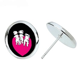 Dalmatians Love Stud Earring, Silver