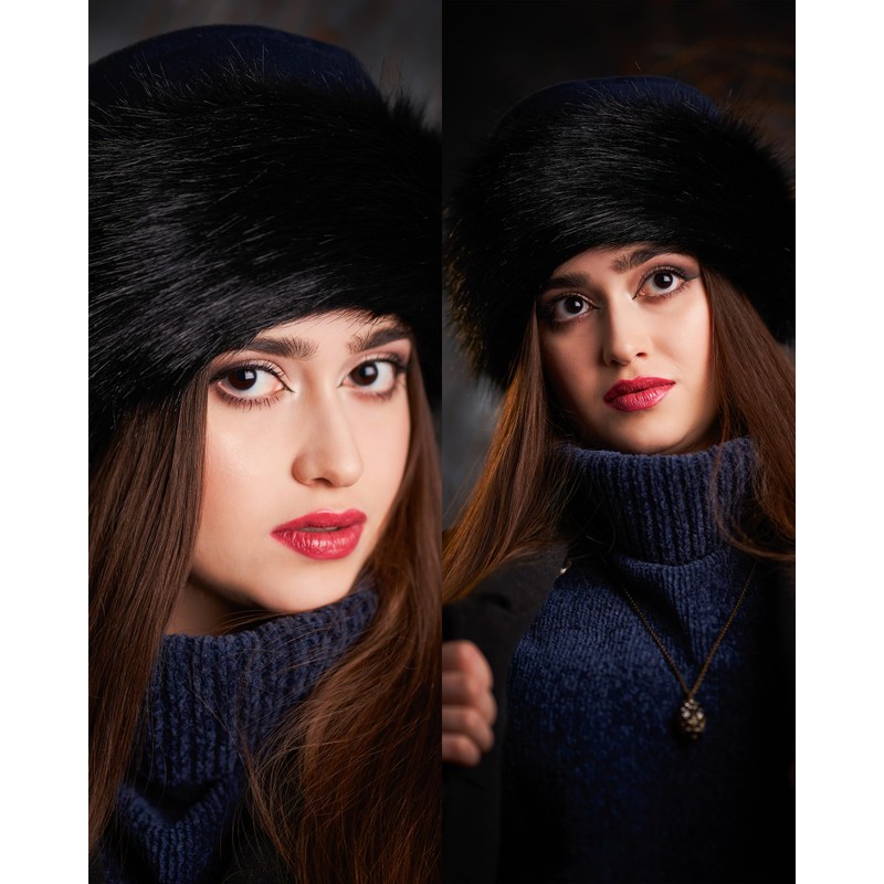 Futrzane Women's Faux Fur Hat, Fleece Winter Hat with Faux