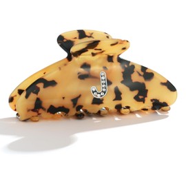 LILIE&WHITE Tortoise Initial Hair Clips For Women With Letter Rhinestone Hair Claws Trendy Monogram Claw Clips For Thick Hair Alphabet J