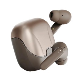 TRON TECH Bluetooth Earbuds with Active Noise Cancelling, Bluetooth 5.4, Lightweight, Wireless Charging Case, Built-in Microphone, Premium Sound for iOS Android (Brown)