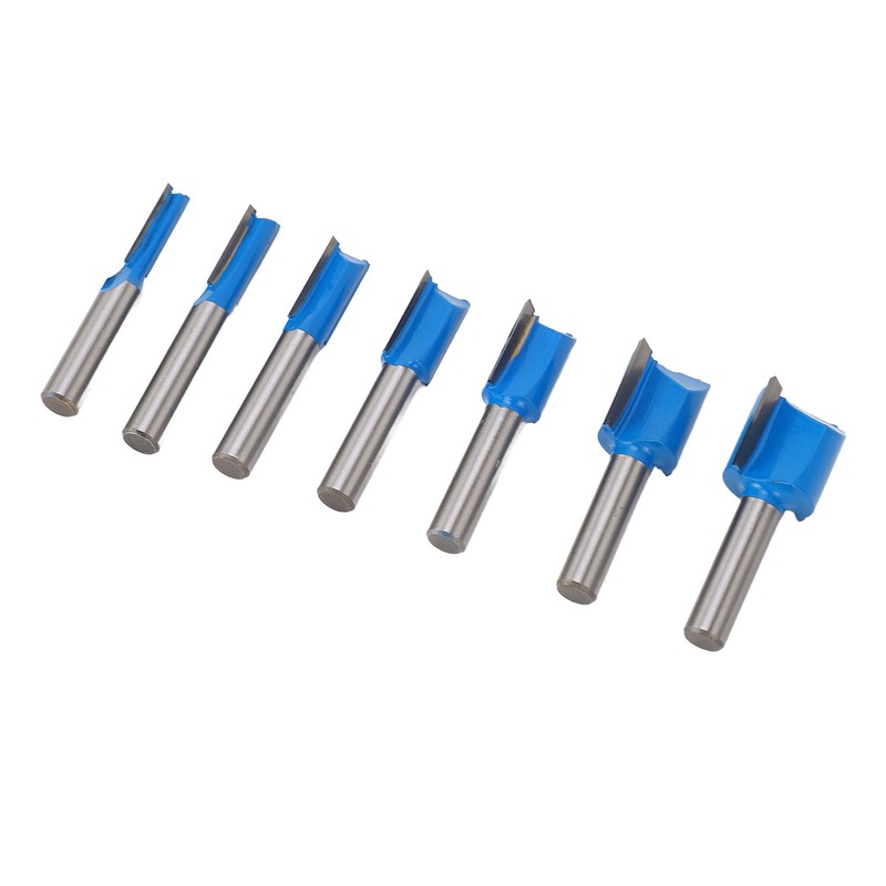 7 Pcs Straight Router Bit 8mm Shank Double Flute Wood