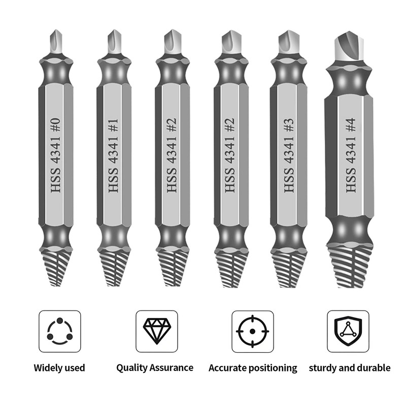 6pcs Bolt Extractor Set, Damaged Screw Extractor Bit Set for