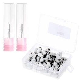 100 Pieces Nail Drill Sanding Belts, 240 Grit Small Sanding Belts Nail Sanding Belts with 2 Pieces 3mm Mandrel Drill, Mini Sanding Belts for Natural Nails, Manicure and Pedicure, White