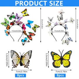 XTUDOU® Set of 2 Butterfly Hair Bands with 16 Pieces Butterfly Hair Clips Hair Accessories Butterfly Headband Women for Ladies Girls Party Dance Carnival Role Play