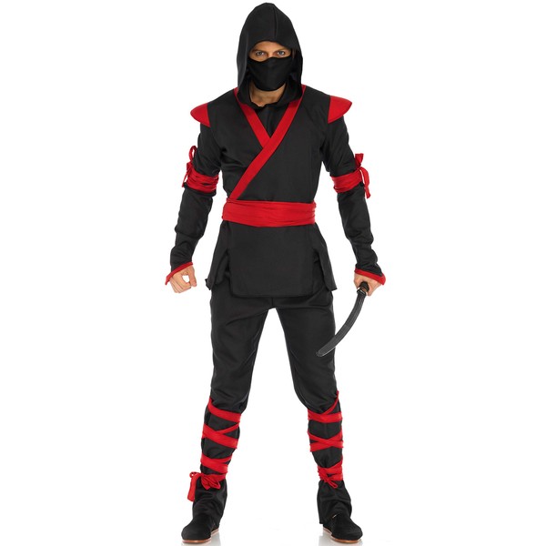 Leg Avenue Herren Ninja Assassin Erwachsenenkostüme, Black, red, XL