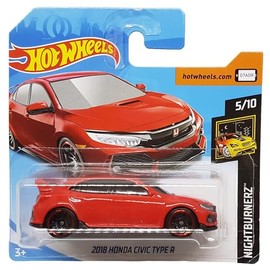 Hot Wheels - 2018 Honda Civic Type R - Nightburnerz 5/10 - FYB72 - Short Card - Red - Mattel 2019