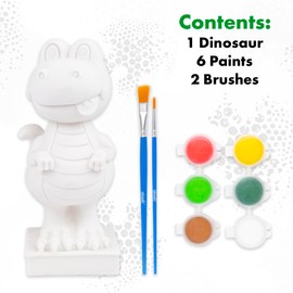 abeec Paint Your Own Dinosaur - Kids Painting Set - Dinosaur Toys - Dinosaur Gifts Contains; Paint Your Own Dinosaurs, Paint Set & Paint Brush - Painting Sets for Children