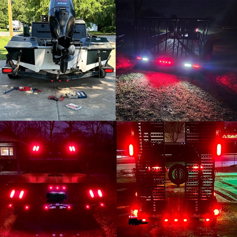 Traberm 4Pcs 6" Inch Oval Red 24 Led Trailer Tail