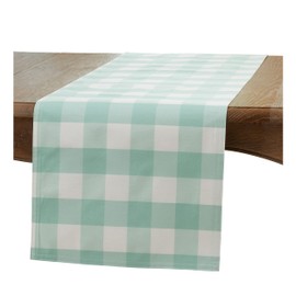 Occasion Gallery Fresh Baby Green Easter Pastel Poly Blend Buffalo Plaid Checkered Table Runner, 16" X 90"