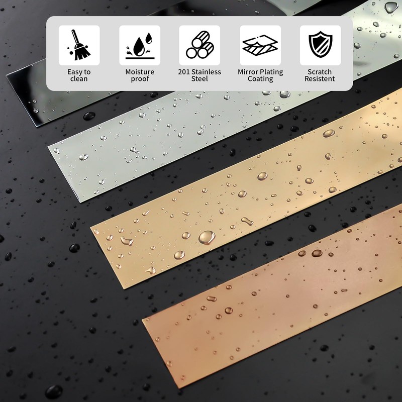 Self-Adhesive Stainless Steel Wall Trim, Flexible Molding & Wall Trim,Peel