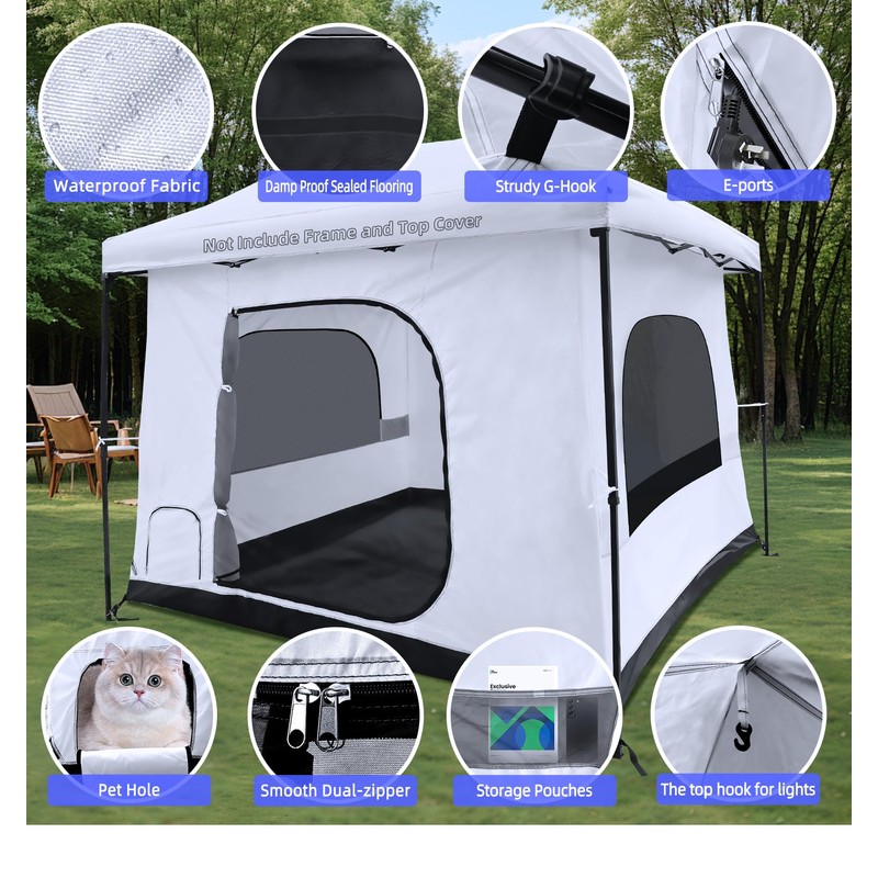 Joramoy Camping Cube for 10×10 Pop Up Canopy, Converts Straight