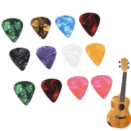 PrimeBlis Guitar Picks Thickness: 0.028 inches (0.46 mm), 0.03 inches (0.71 mm), 0.03 inches (0.96 mm), 0.04 inches (1.2 mm), Set of 12, Thin Bass, Acoustic Guitar, Electric Guitar Pick, For