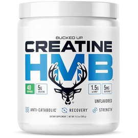 Bucked Up Creatine HMB 40 Servings Unflavored | 5g Creatine Monohydrate with 1.5g myHMB and 5mg BioPerine | Dietary Supplement Powder for Men and Wome
