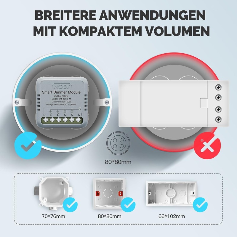 MOES Mini ZigBee LED Dimmer Switch Module 2 Pack, Smart