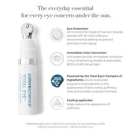 Colorescience. Total Eye® 3-in-1 Renewal Therapy SPF 35+, UVA /UVB, Contorno de ojos y corrector hidratante con protección, solar - Antioxidante, hidr