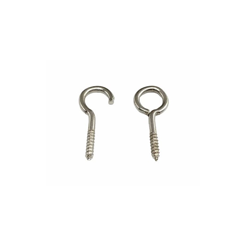 10 Hooks and 10 Eyes for Curtain Wire, Screw In,