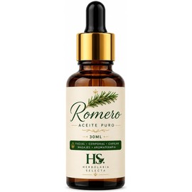 Herbolaria Selecta Aceite de Romero Puro 30 ml Cuidado Premium para Cabello, Rostro y Cuerpo Ideal para Masajes y Aromaterapia Fórmula Concentrada