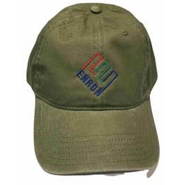 NanoHawk Enron Hat 2212 - Embroidered Adjustable Corporate History Cap, Stonewashed Canvas Green