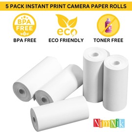 Kids Instant Print Camera Photo Papers, 5 Rolls, 2.2inch, BPA Free, Thermal Printing Refill Rolls for Children Instant Print Cameras
