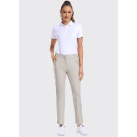Hiverlay Womens Golf Pants Stretch Work Ankle Pants with Pockets Quick Dry Straight Casual Hiking Pants Light Grey-S
