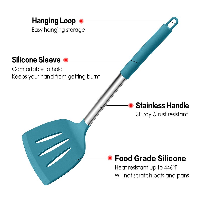 LIANYU 15-Piece Kitchen Cooking Utensils Set with Holder, Silicone Kitchen