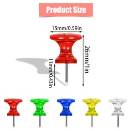 KINBOM 100 Pcs Push Pins, 1 Inch Thumb Tacks with Steel Point, Transparent Candy-Color Map Pins for Cork Bulletin Board Craft Projects