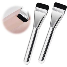 メイクブラシ フラットメイクブラ ファンデーション 極細ファンデーション ヘッド・コンシーラー 化粧ブラシ 肌に優しいソフトヘア 持ち運び 化粧用具(平型ブラシ, 2本入)