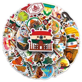 India Aufkleber India Stickers 50 Stück Skateboard Graffiti Aufkleber Motorräder Fahrrad Snowboard Gepäck Laptop Auto Koffer für Kinder und Jugendliche Wasserdichte Vinyl Decals
