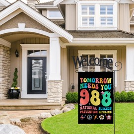 ULTRAVUTT [12''x18''] 988 Suicide Prevention Flag Tomorrow Needs You Garden Flag Suicide Memorial Gifts Outdoor Decorations House Yard Patio Porch Double Sided