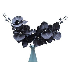 DODXIAOBEUL Artificial Orchid Stems Set of 3,18” Black Dancing Orchid,UV Resistant No Fade Phalaenopsis,Silk Plants Real Touch Orchid for Christmas Flower Arrangements Wreaths