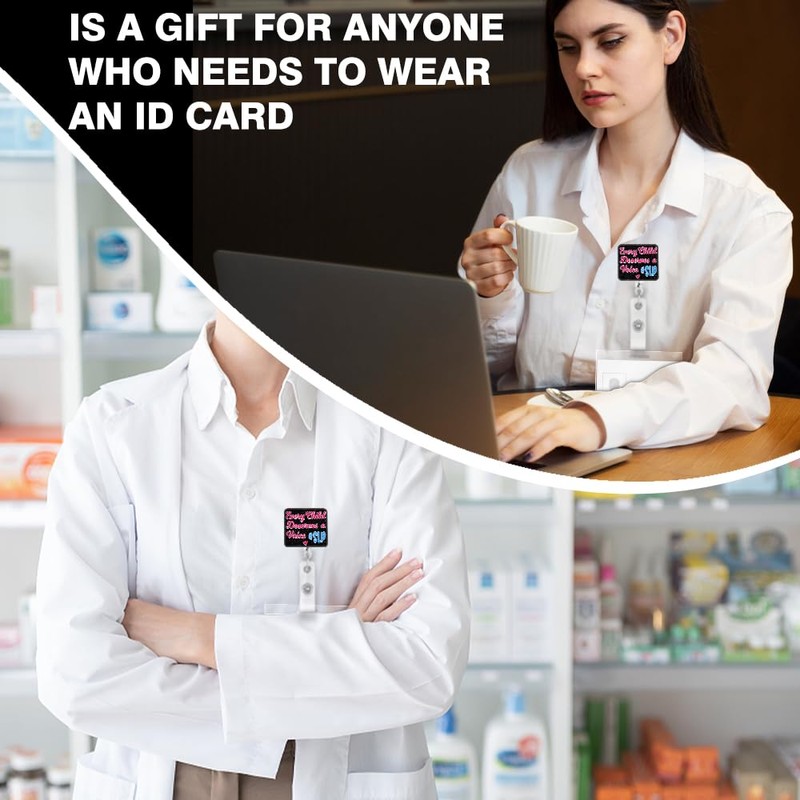 Xipromi Every Child Deserves a Voice Badge Reels Retractable Glitter