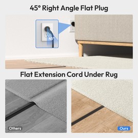 Black Extension Cord, NTONPOWER 1080J Flat Plug Surge Protector Power Strip with 6 Outlets & 3 USB Ports (1USB C), 3 Side Outlet Extender, 5FT Wall Mounted Extension Cord for Home Office Living Room