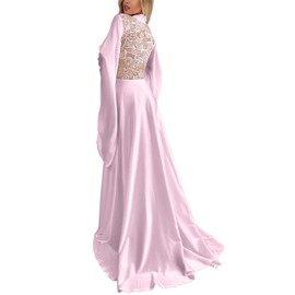 FIXRIMCH Satin Floor Length Robes for Women Lace Bride Kimono Nightgown Silk Bridesmaid Robes Wedding Party Sleepwear Dress, Purple, XX-Large