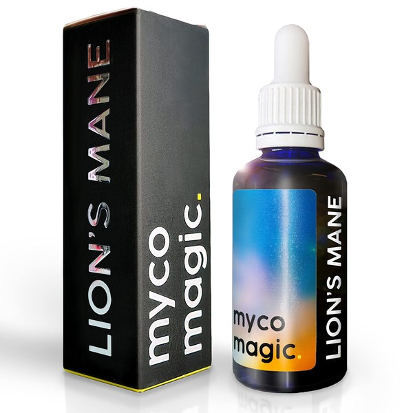 MycoMagic Lion's Mane Mushroom, High Strength Triple Extracted Tincture, 1 x 50ml Dropper Bottle, Grown and Manufactured in The UK