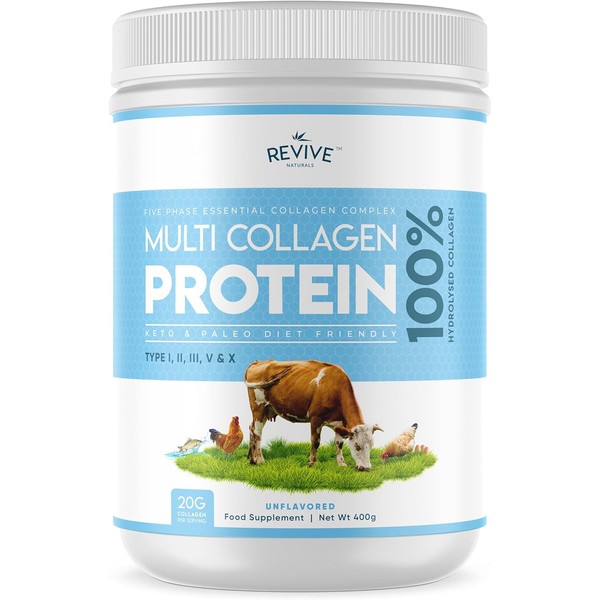 Multi Collagen Protein Powder 400g - Types I, II, III,