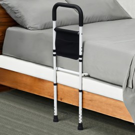 BOLESHU Bed Rails for Elderly Adults Safety, Adjustable Bed Assist Rails for Seniors, Bedrails with Support Legs and Storage Pocket, Bed Railing Cane Fit Single, Double King,Queen,Full, Twin Beds