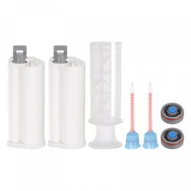 uxcell 2Pcs Epoxy Gun Adhesive Cartridge, Plastic Resin Mixer Dual Glue Cartridge with Push Rod and Mixing Tube for 50ml/1.7oz 10:1 AB Glue Adhesive Gun