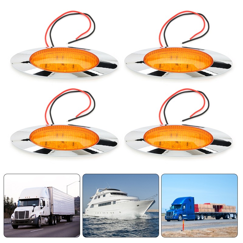 4pcs 6.5in 16LED Oval Side Marker Light 12V DC Shockproof