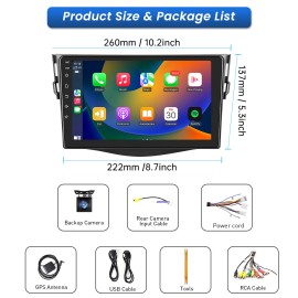A-Carplay For 2007-2012 Toyota RAV4 Apple Carplay Car Stereo Radio GPS Android 12 JBL 64GB