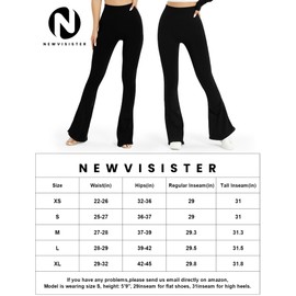NEWVISISTER Flare Workout Leggings for Women Tummy Control Seamless Scrunch Butt Gym Leggings High Waisted Yoga Pants, Black, Small