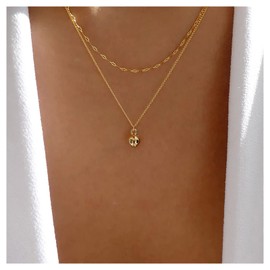 Inilbran Boho Layered Ball Bead Choker Necklace Gold Round Ball Necklace Choker Vintage Ball Pendant Necklace Retro Ball Chain Necklace Jewelry for Women and Girls